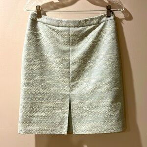 Brooks Brothers Size 2 Baby Blue Silver Textured Lined Skirt Front/Back Slits